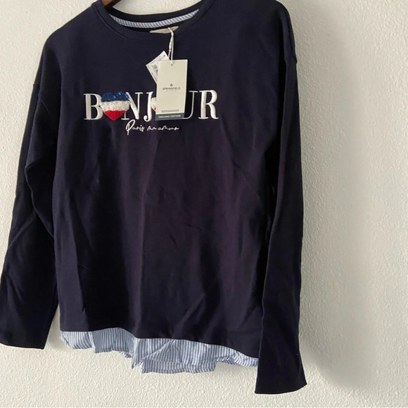 Quiet Luxury NEW Organic Cotton Sweater Bonjour Small Normcore French Girl Style - Picture 4 of 16